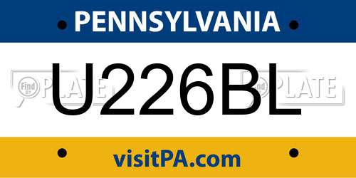 U226BL Pennsylvania License Plate