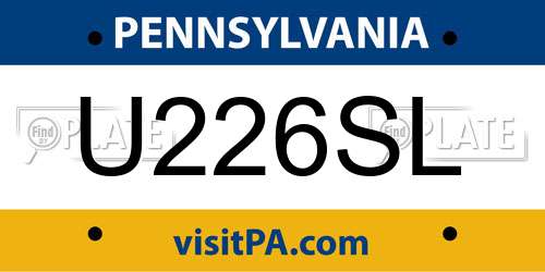 U226SL Pennsylvania License Plate