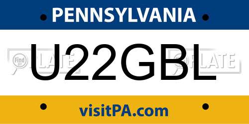 U22GBL Pennsylvania License Plate