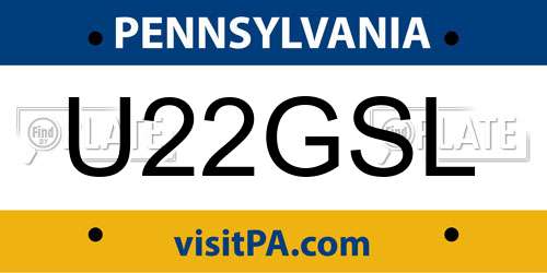 U22GSL Pennsylvania License Plate