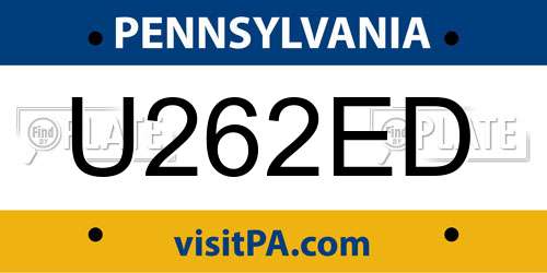 U262ED Pennsylvania License Plate