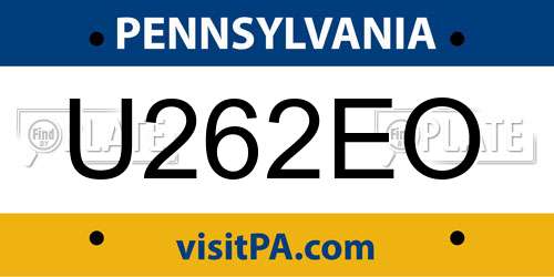 U262EO Pennsylvania License Plate