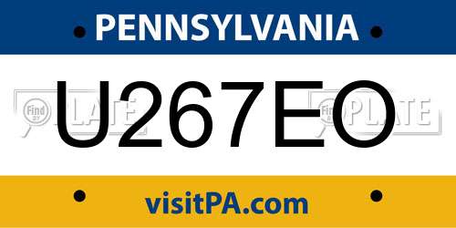 U267EO Pennsylvania License Plate
