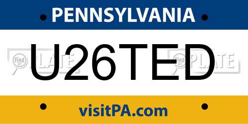 U26TED Pennsylvania License Plate