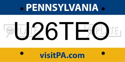 U26TEO Pennsylvania License Plate