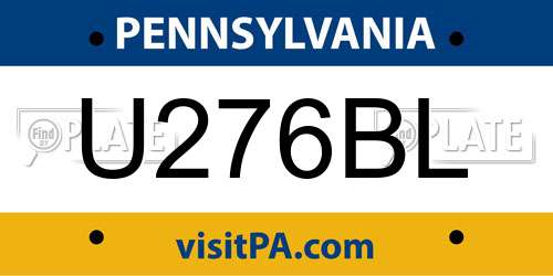 U276BL Pennsylvania License Plate