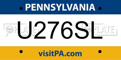 U276SL Pennsylvania License Plate