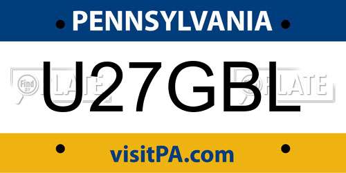 U27GBL Pennsylvania License Plate