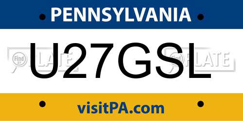 U27GSL Pennsylvania License Plate