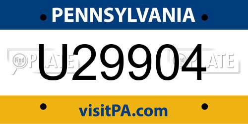 U29904 Pennsylvania License Plate