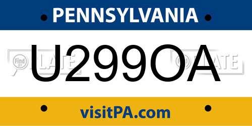 U299OA Pennsylvania License Plate