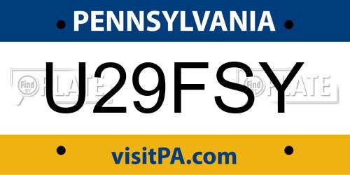 U29FSY Pennsylvania License Plate