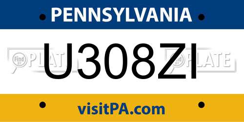 U308ZI Pennsylvania License Plate