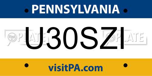 U30SZI Pennsylvania License Plate