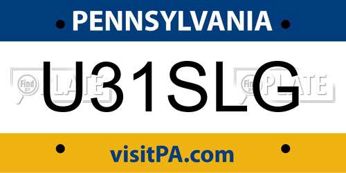 U31SLG Pennsylvania License Plate