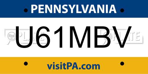 U61MBV Pennsylvania License Plate