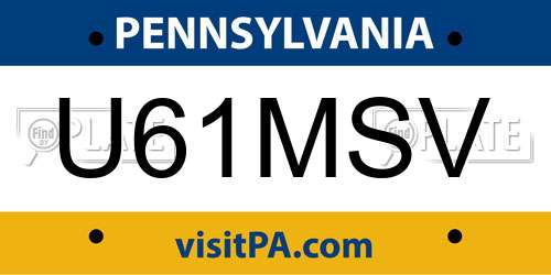 U61MSV Pennsylvania License Plate