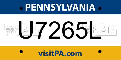 U7265L Pennsylvania License Plate