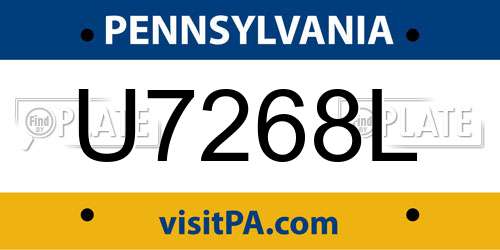 U7268L Pennsylvania License Plate
