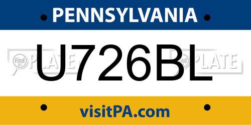 U726BL Pennsylvania License Plate