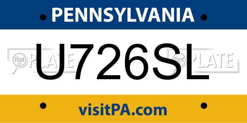 U726SL Pennsylvania License Plate