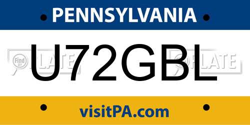 U72GBL Pennsylvania License Plate