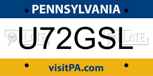 U72GSL Pennsylvania License Plate