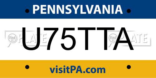 U75TTA Pennsylvania License Plate