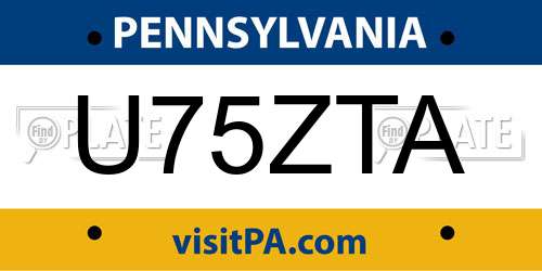 U75ZTA Pennsylvania License Plate