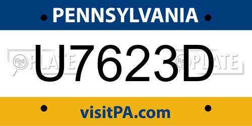 U7623D Pennsylvania License Plate