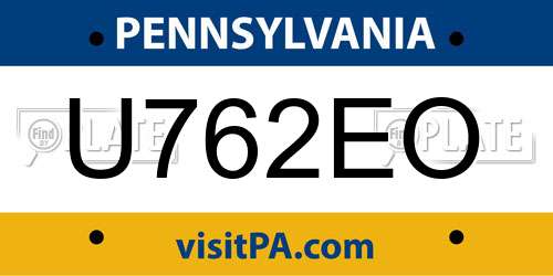 U762EO Pennsylvania License Plate