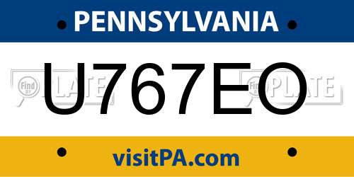 U767EO Pennsylvania License Plate