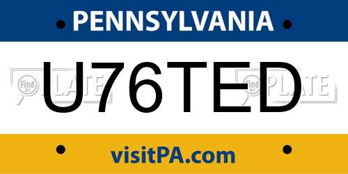 U76TED Pennsylvania License Plate