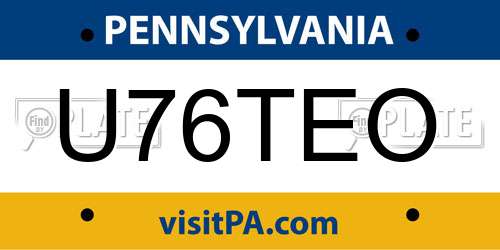 U76TEO Pennsylvania License Plate