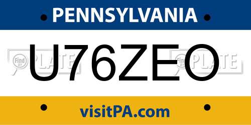 U76ZEO Pennsylvania License Plate