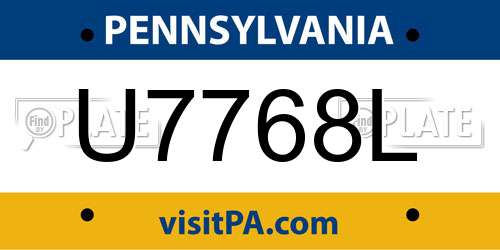 U7768L Pennsylvania License Plate