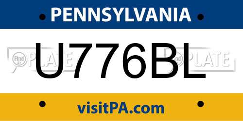 U776BL Pennsylvania License Plate