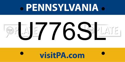 U776SL Pennsylvania License Plate