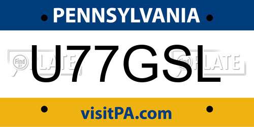 U77GSL Pennsylvania License Plate