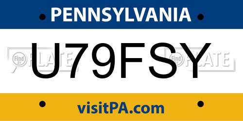 U79FSY Pennsylvania License Plate