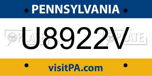 U8922V Pennsylvania License Plate