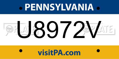 U8972V Pennsylvania License Plate