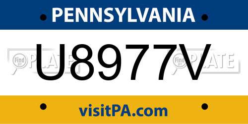 U8977V Pennsylvania License Plate
