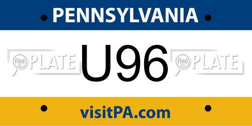 U96 Pennsylvania License Plate