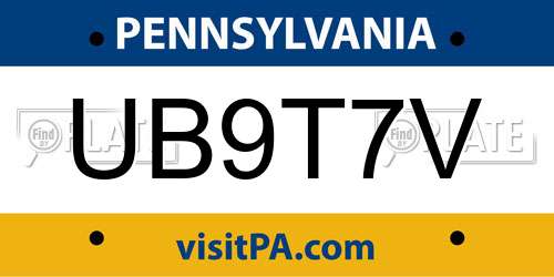 UB9T7V Pennsylvania License Plate