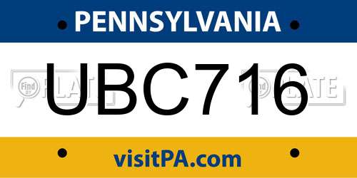 UBC716 Pennsylvania License Plate