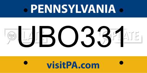 UBO331 Pennsylvania License Plate
