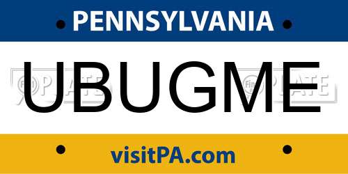 UBUGME Pennsylvania License Plate