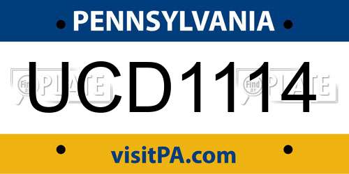 UCD1114 Pennsylvania License Plate