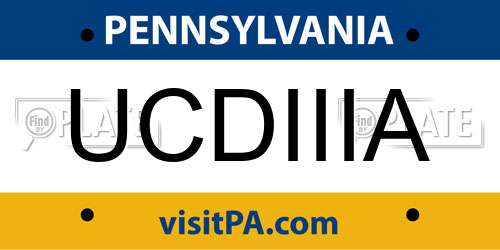 UCDIIIA Pennsylvania License Plate